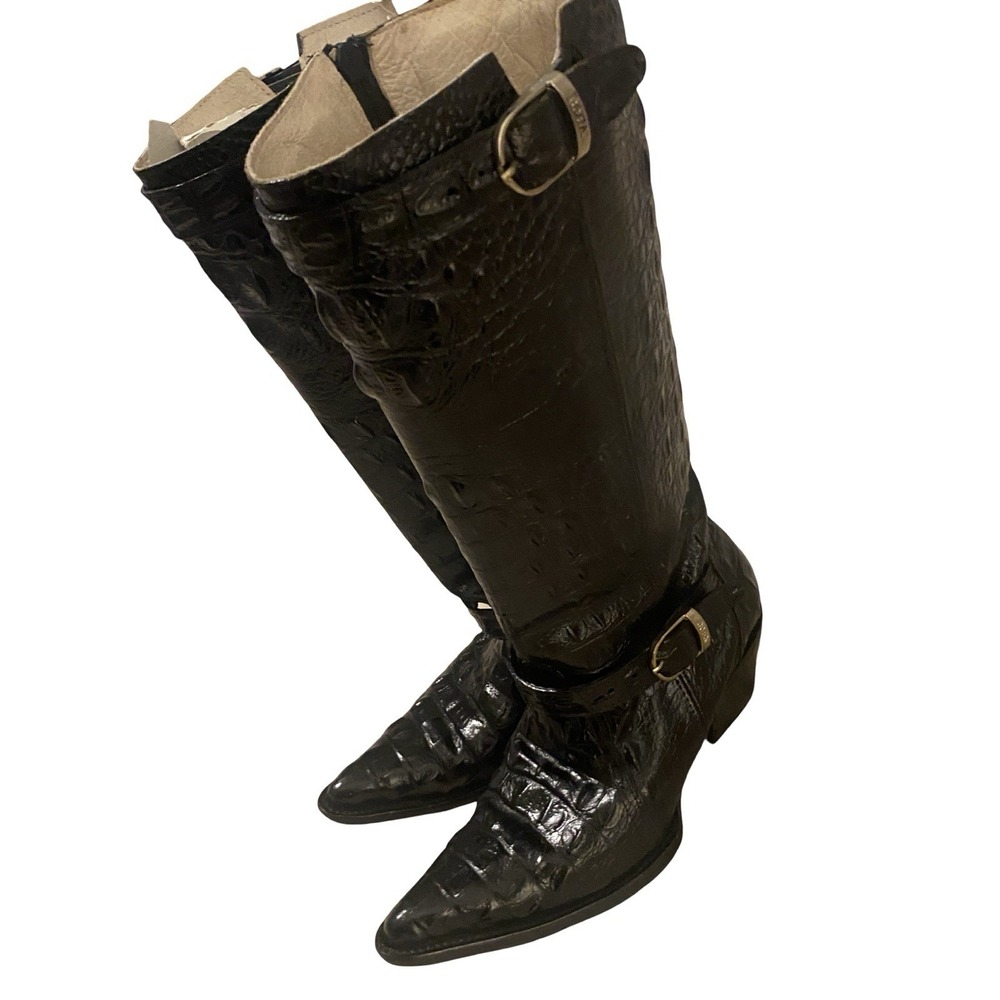 Veari Women's Alligator Genuine Leather  Black Size 8-1/2 Women's Boots